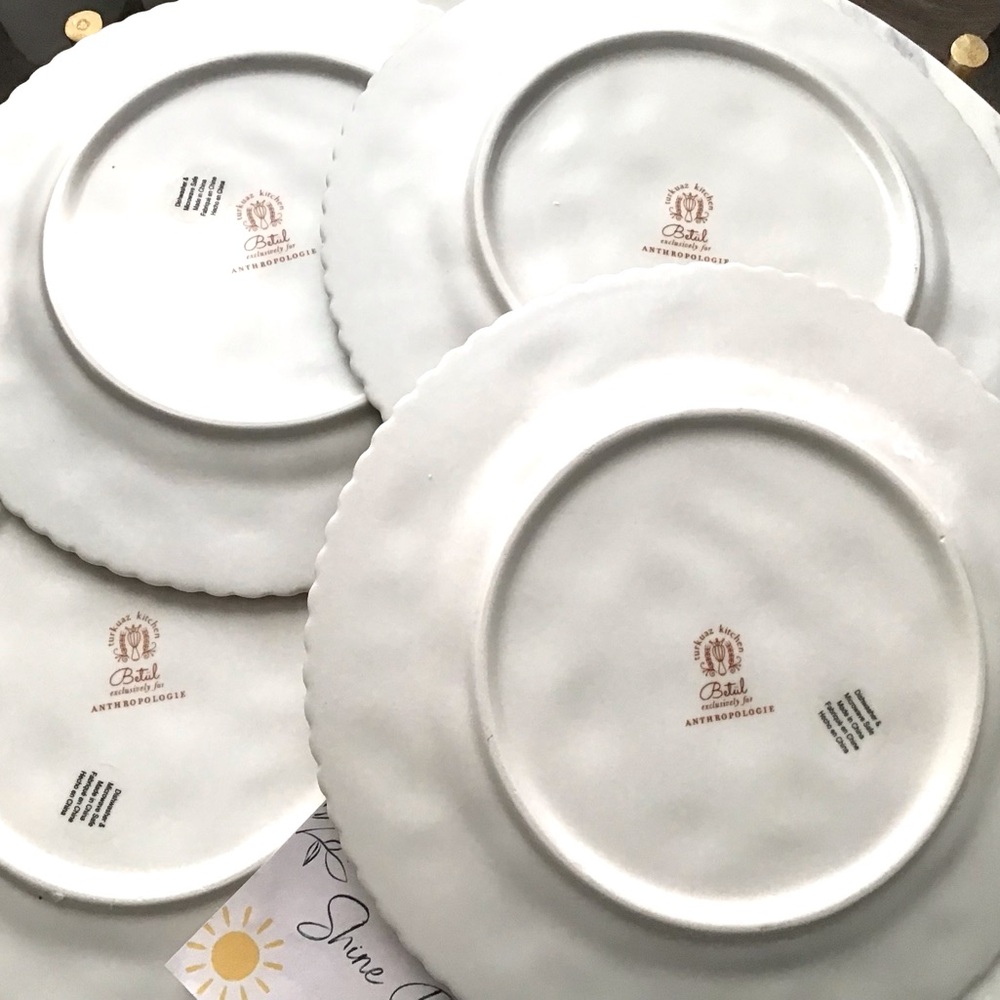 Anthropologie Turkuaz Kitchen Plates Handpainted Glazed Stoneware Floral NWT - Picture 4 of 13